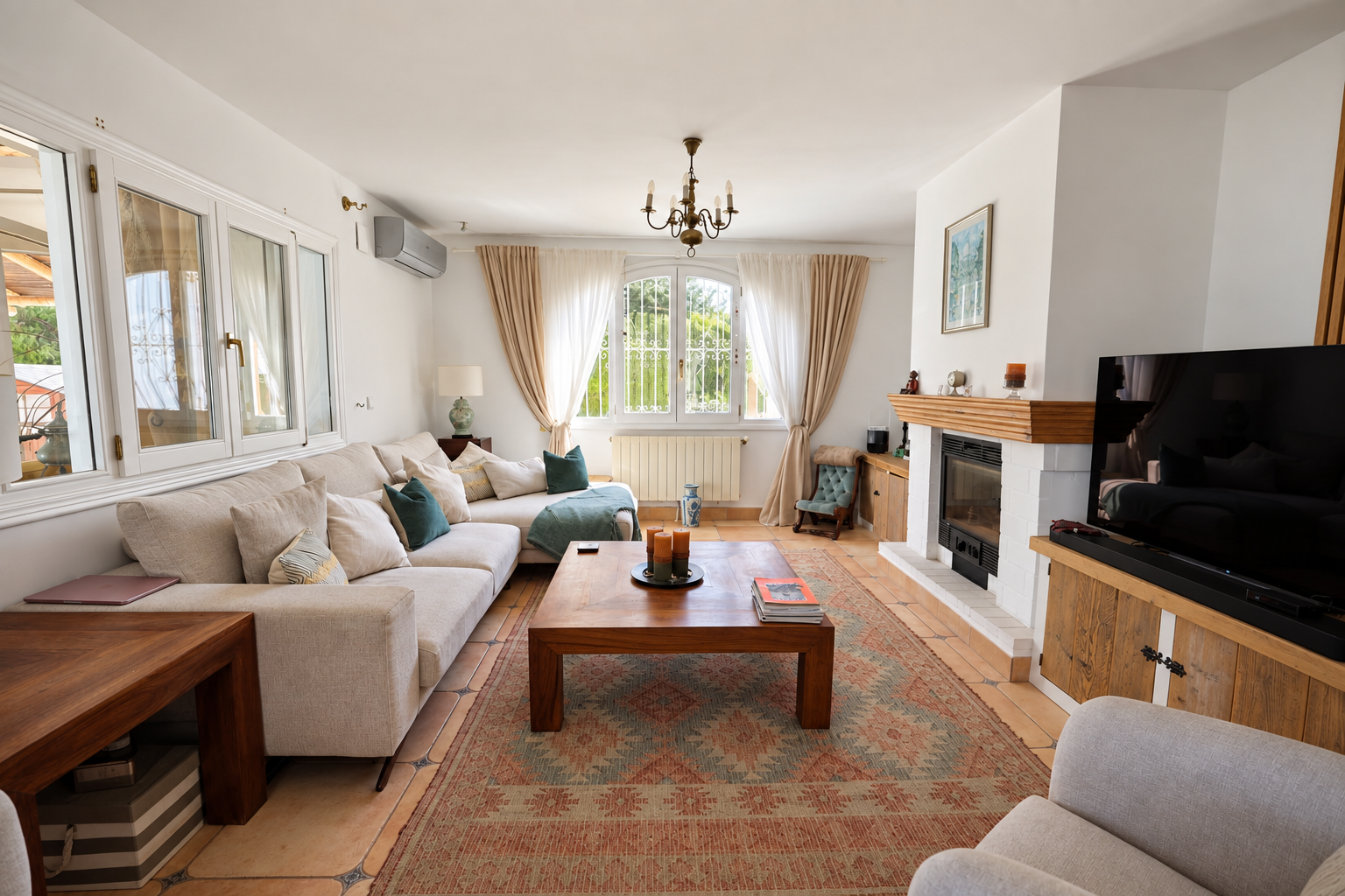 Living room with fireplace