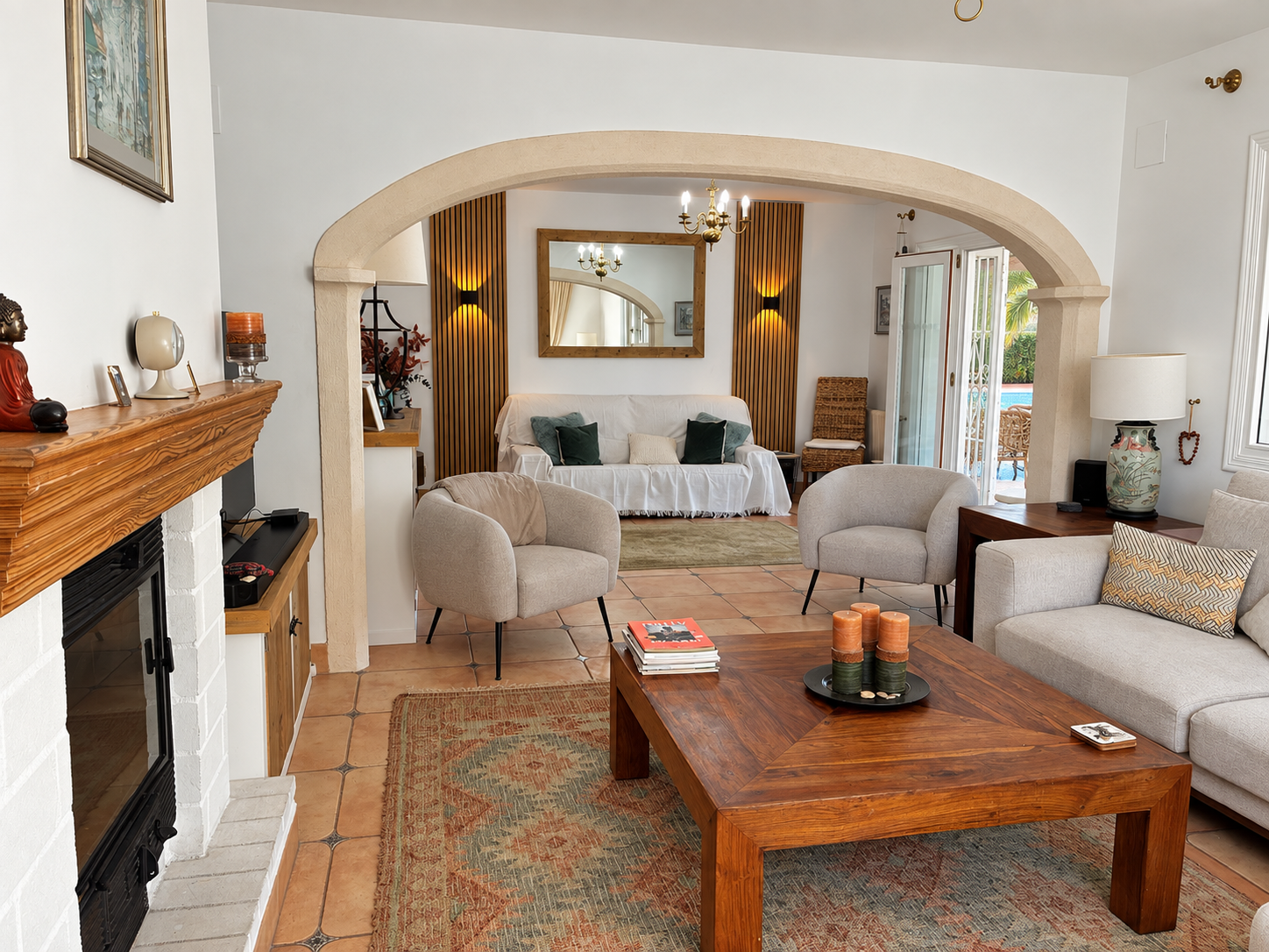 Living room with fireplace