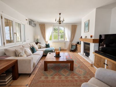 Living room with fireplace