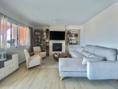 Living room with fireplace