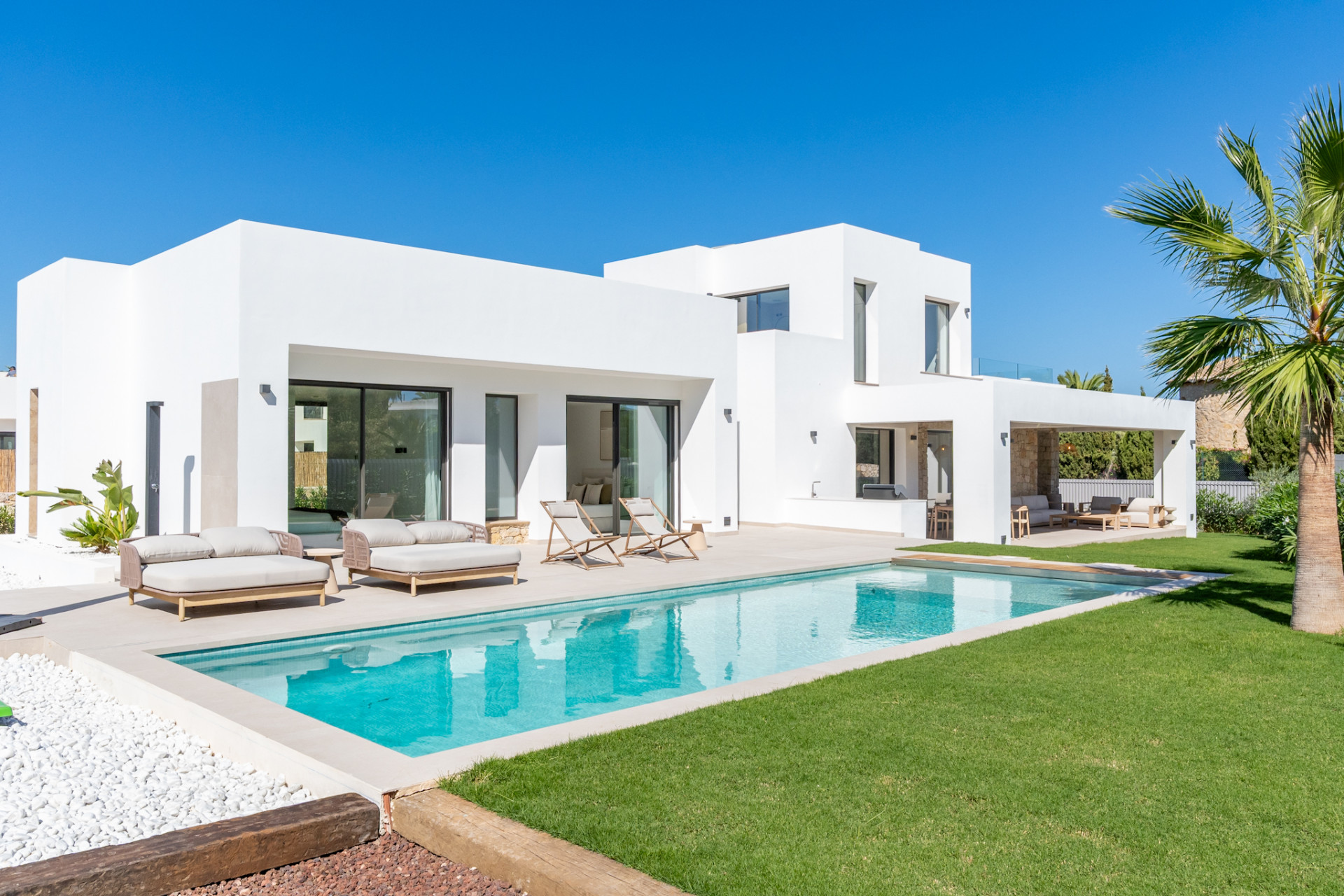 Villa exterior and swimming pool