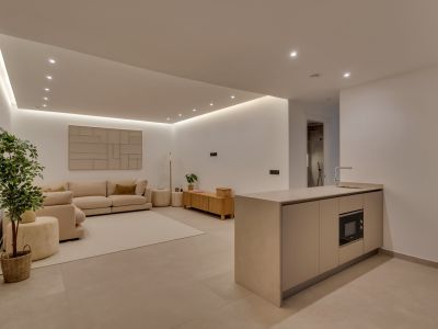 Living room with open kitchen