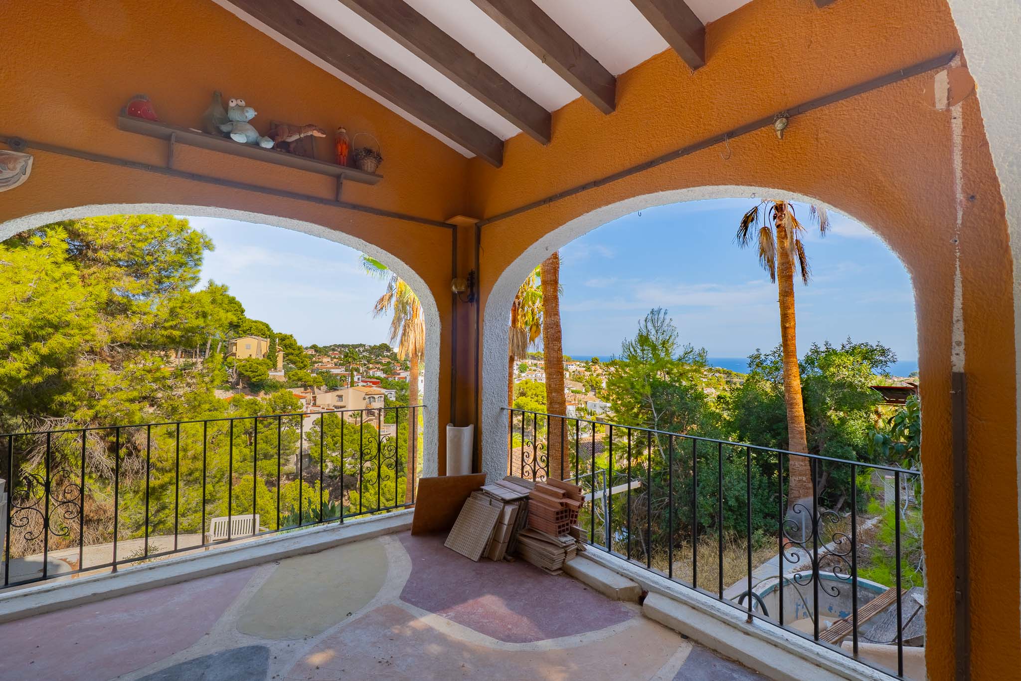 Covered porch with sea views