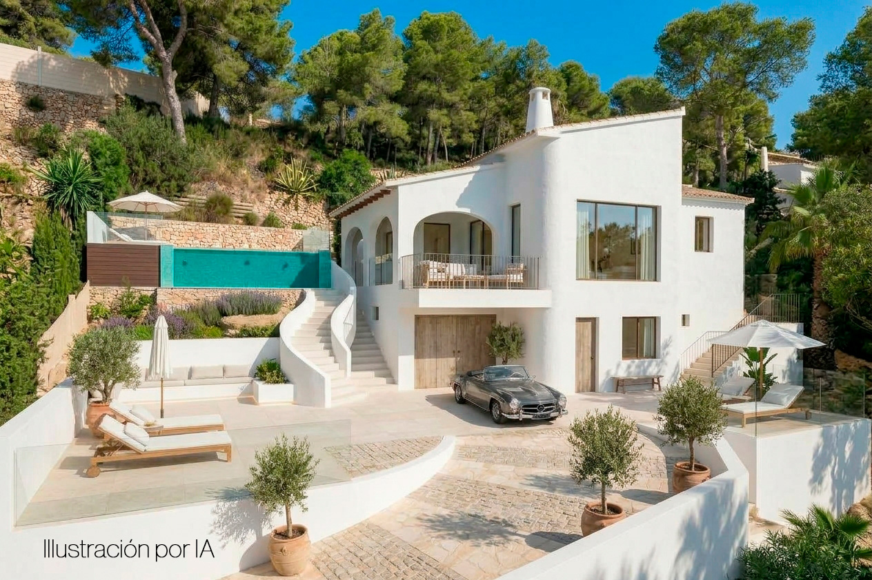 Villa exterior with swimming pool