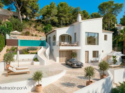 Villa exterior with swimming pool