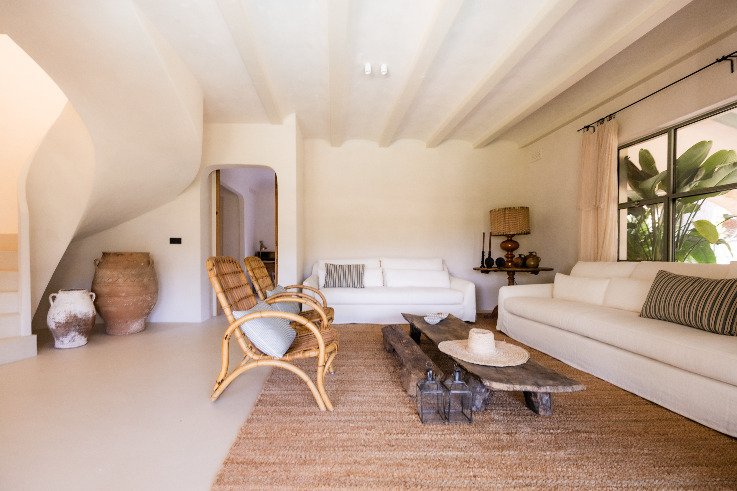 Living room with staircase