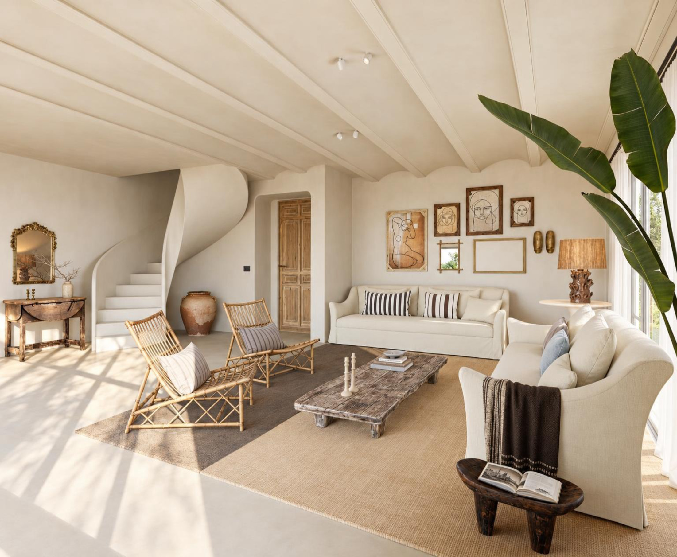 Living room with staircase