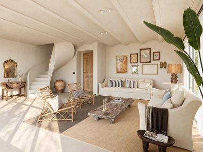 Living room with staircase
