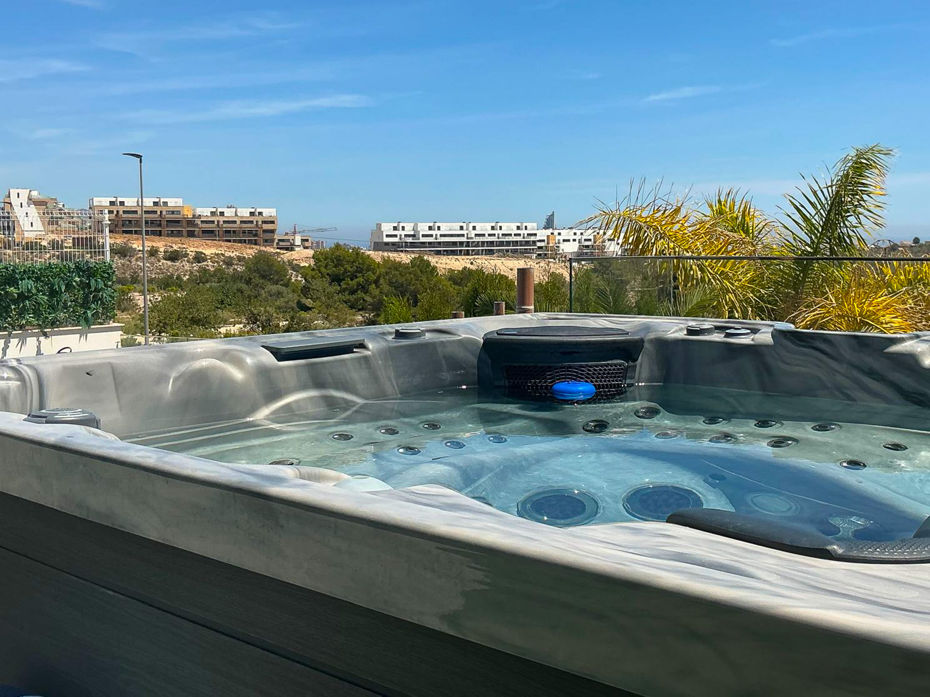 Outdoor hot tub with views