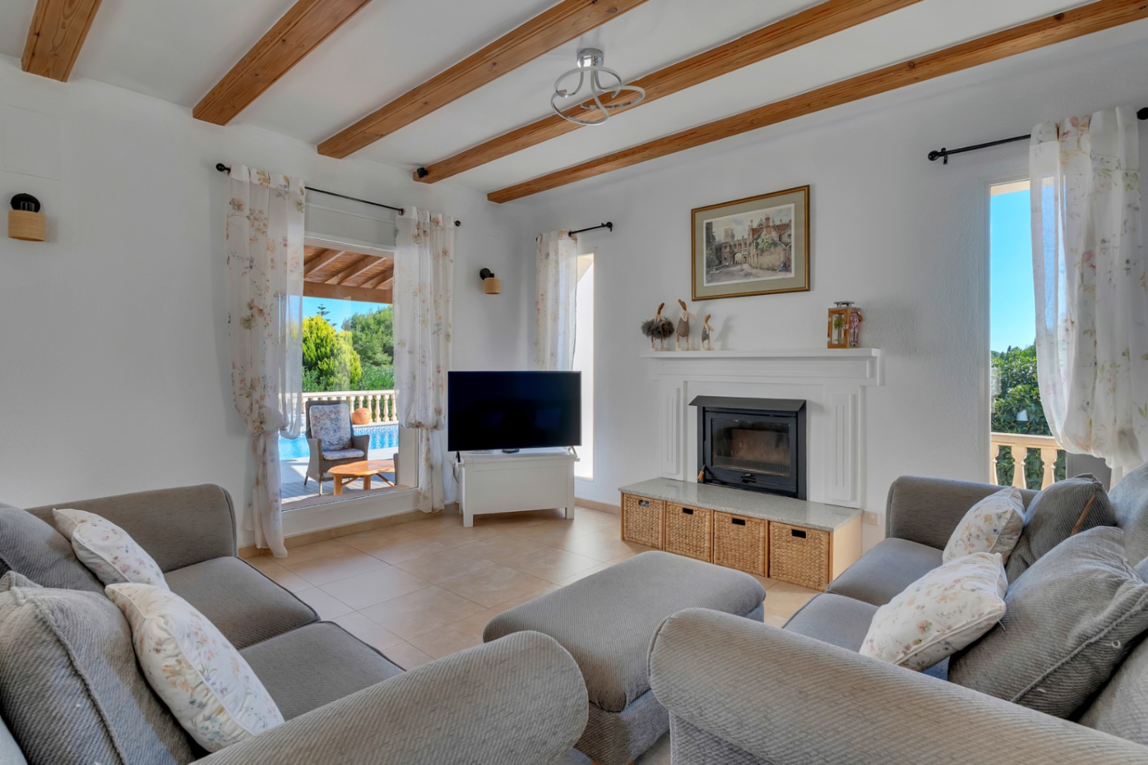 Living room with fireplace