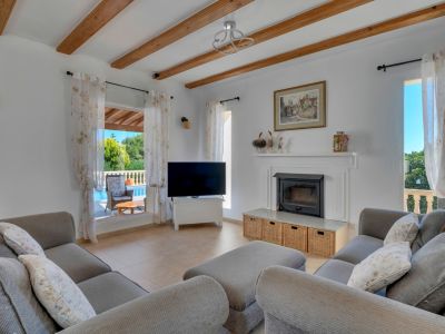 Living room with fireplace
