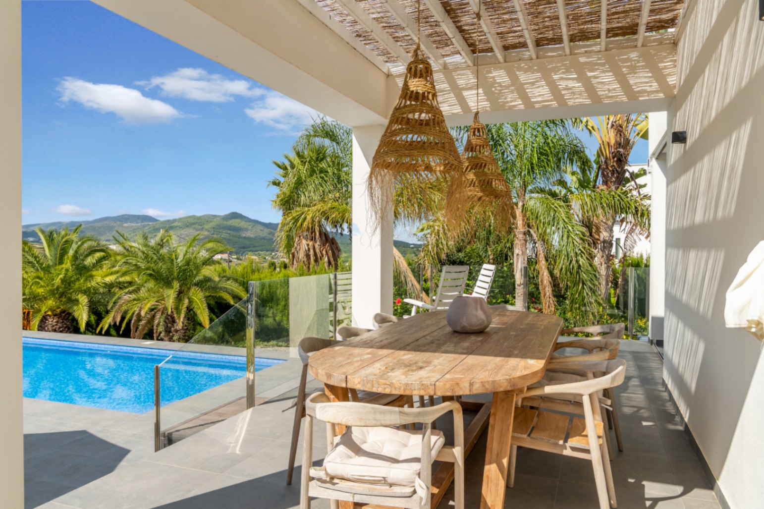 Covered terrace by the pool