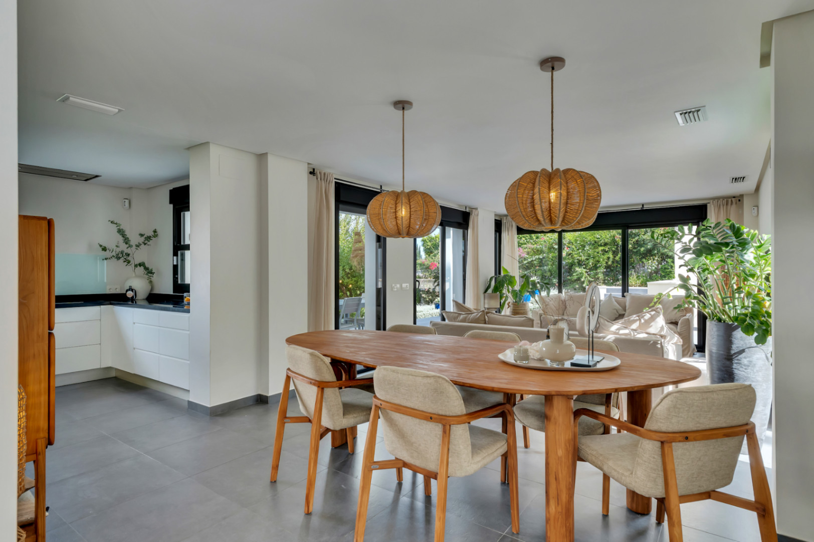 Open-plan living and dining area