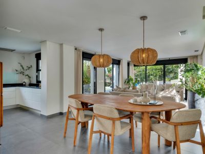 Open-plan living and dining area