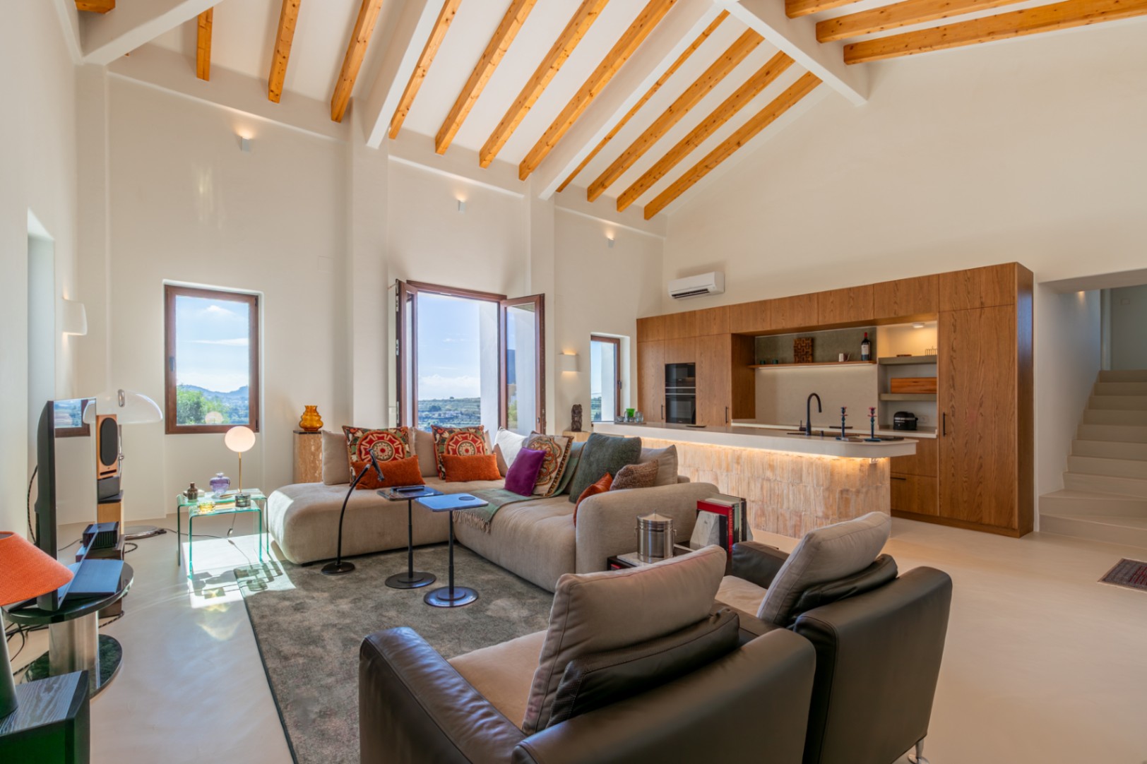 Living room with open kitchen