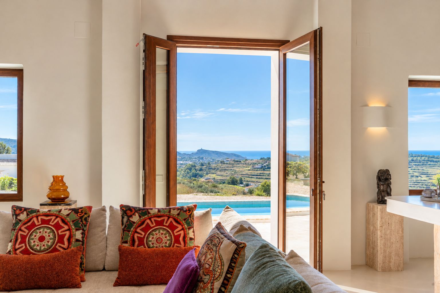 Living room with sea views