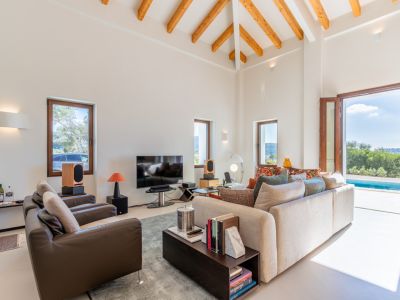 Living room with pool access