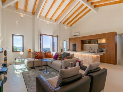 Living room with open kitchen