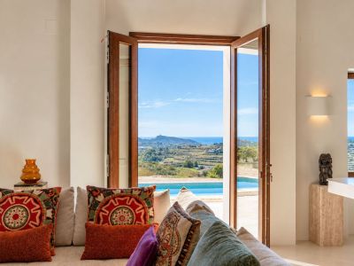 Living room with sea views