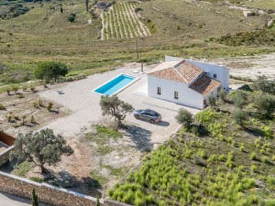 Aerial view of house and pool