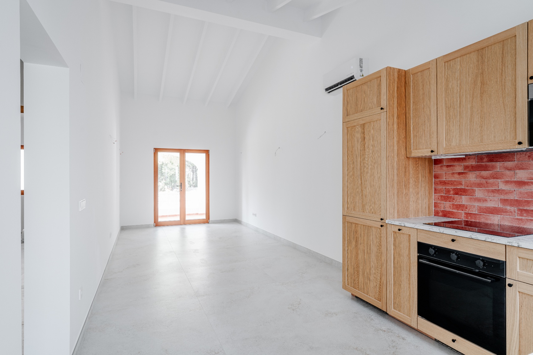 Open plan living room and kitchen