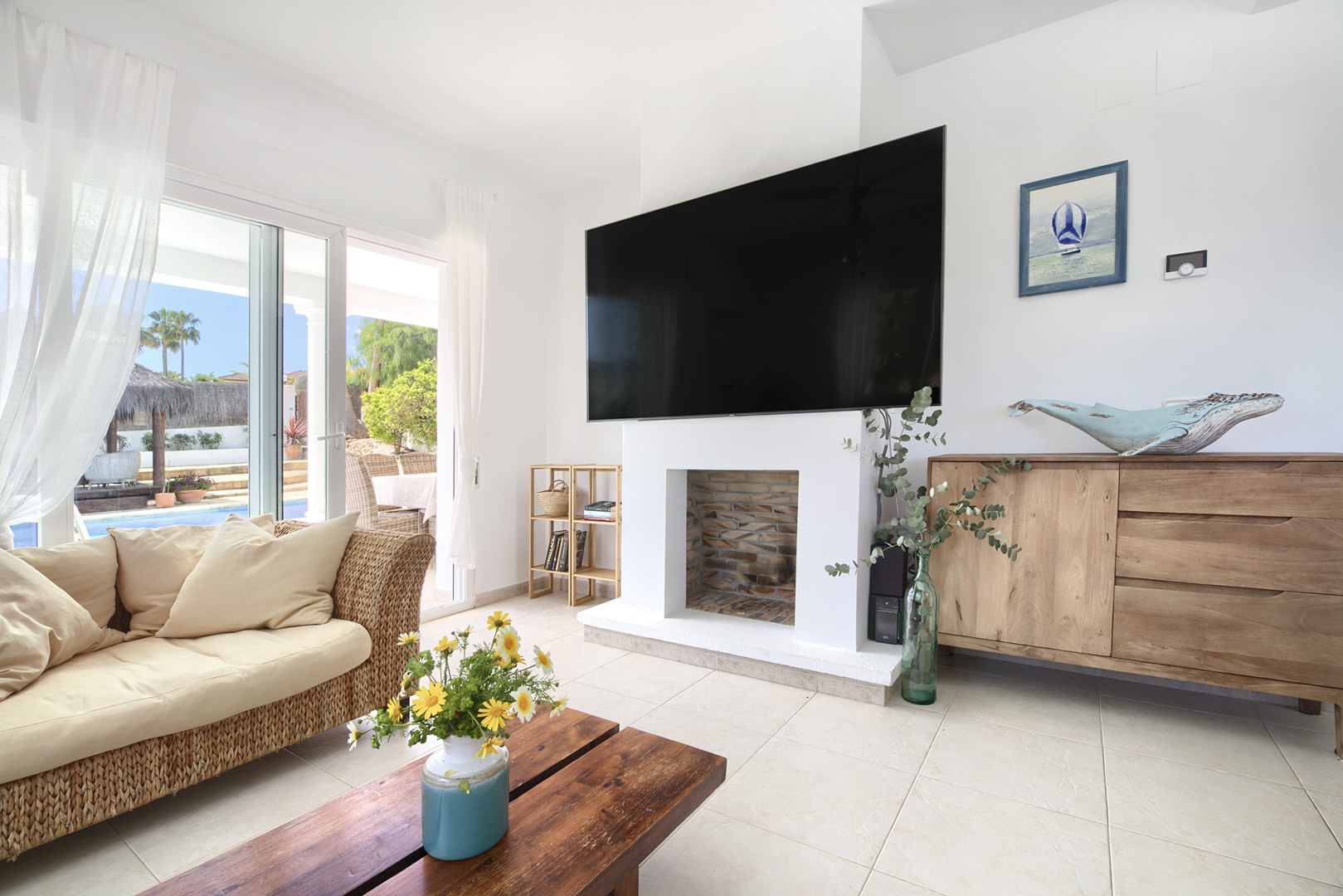 Living room with fireplace