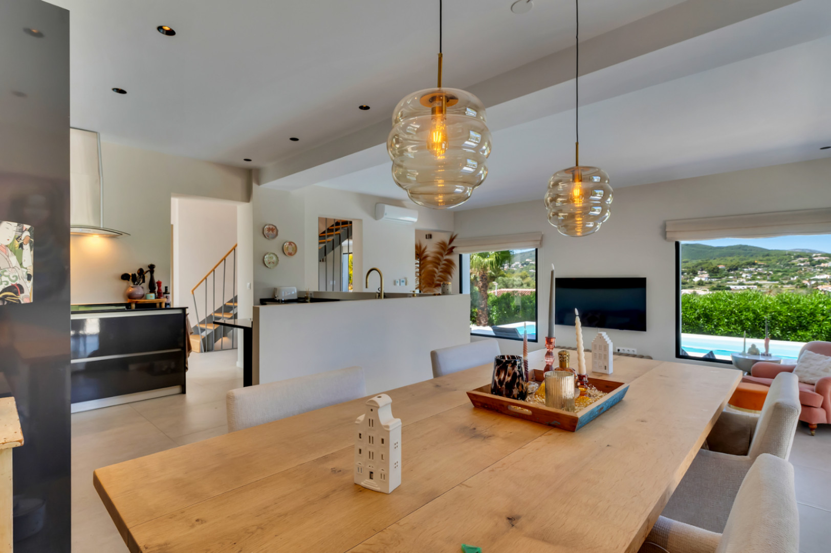 Dining area and open kitchen
