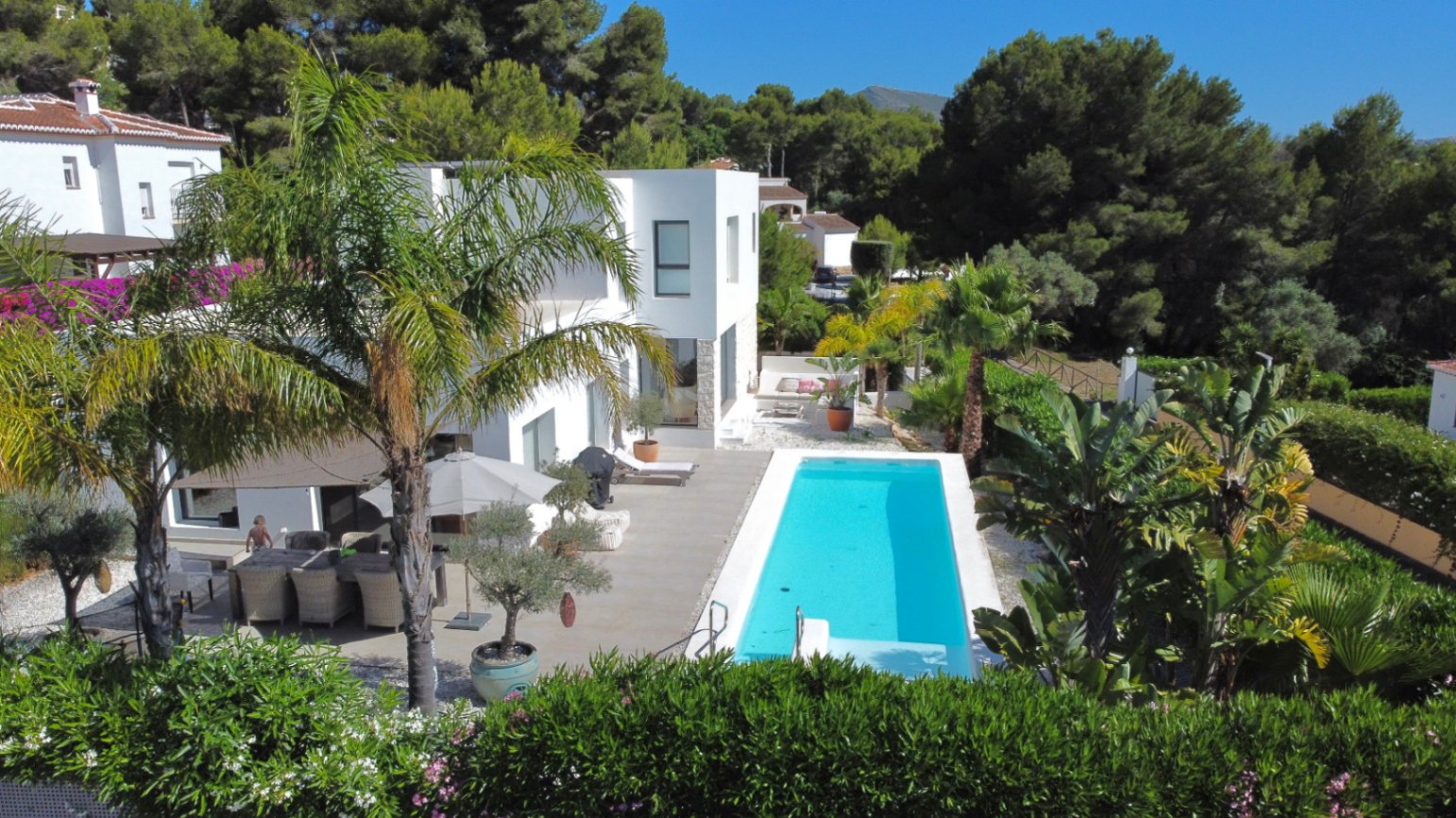 Exterior with terrace and pool