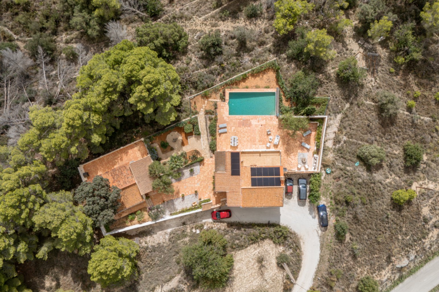 Aerial view of the villa