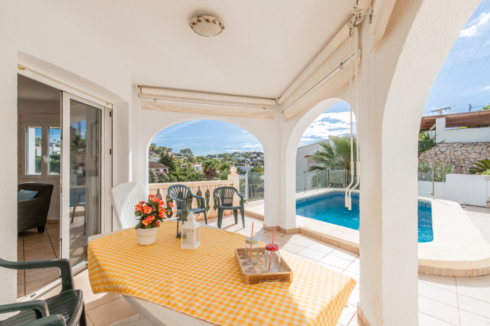 Covered porch by the pool