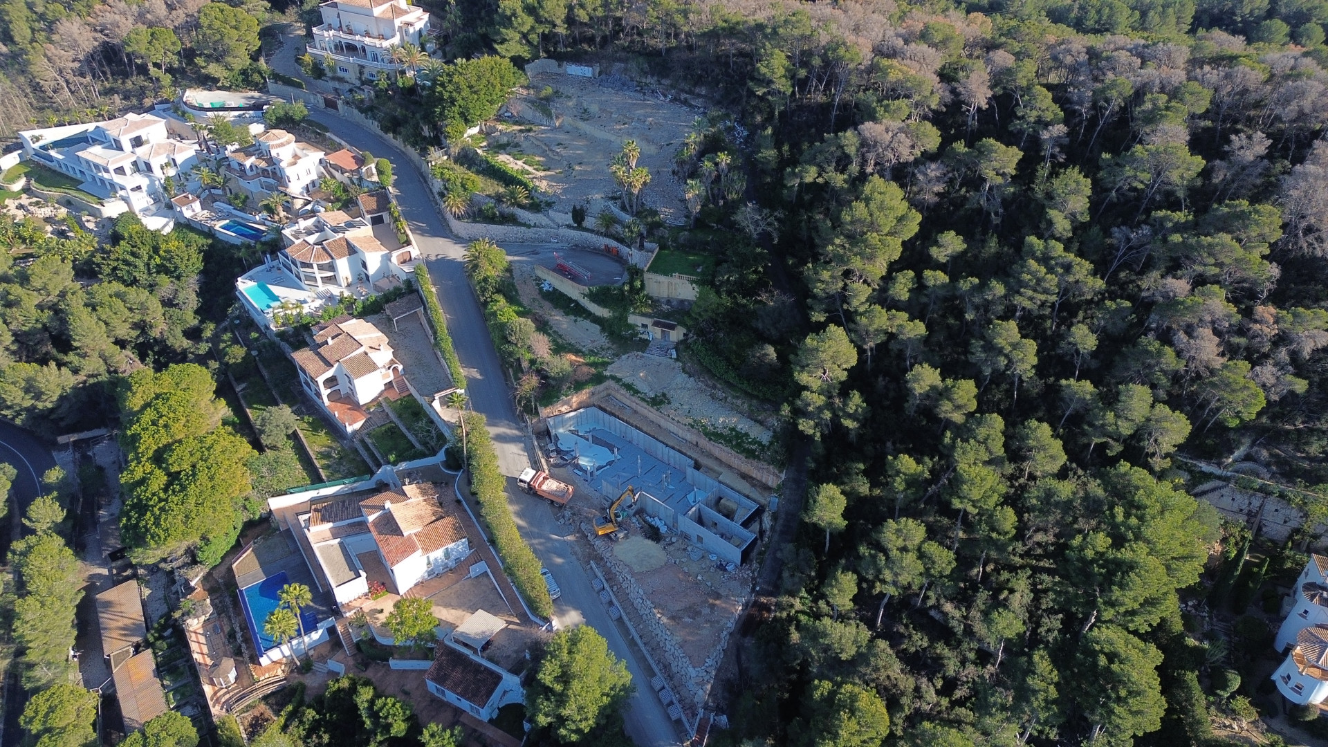 Aerial view of construction plot
