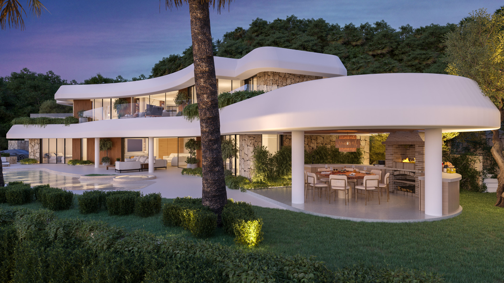 Covered terrace and garden