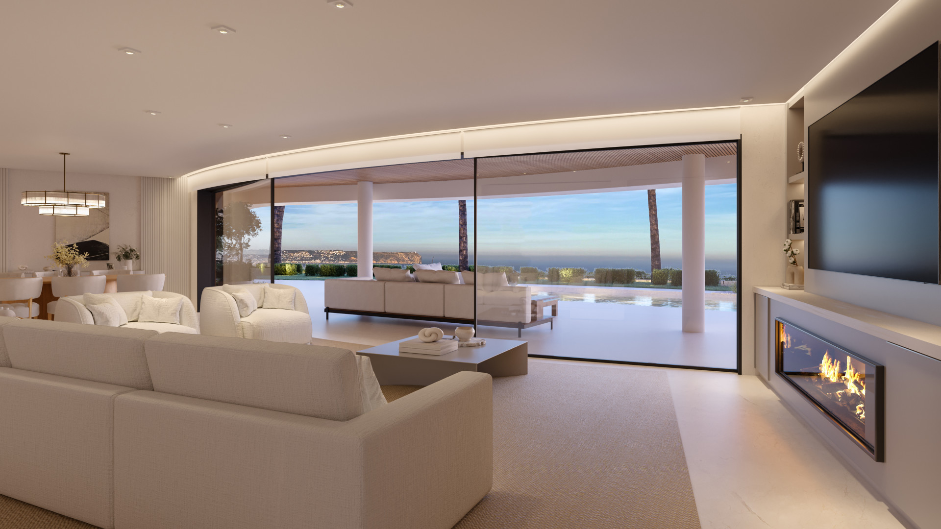Living room with sea views