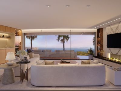 Living room with sea views