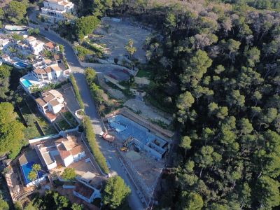 Aerial view of construction plot