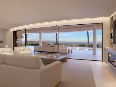 Living room with sea views