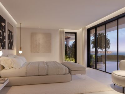 Bedroom with sea views