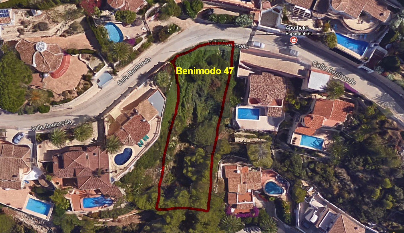 Plot in Moraira Benimeit with sea views