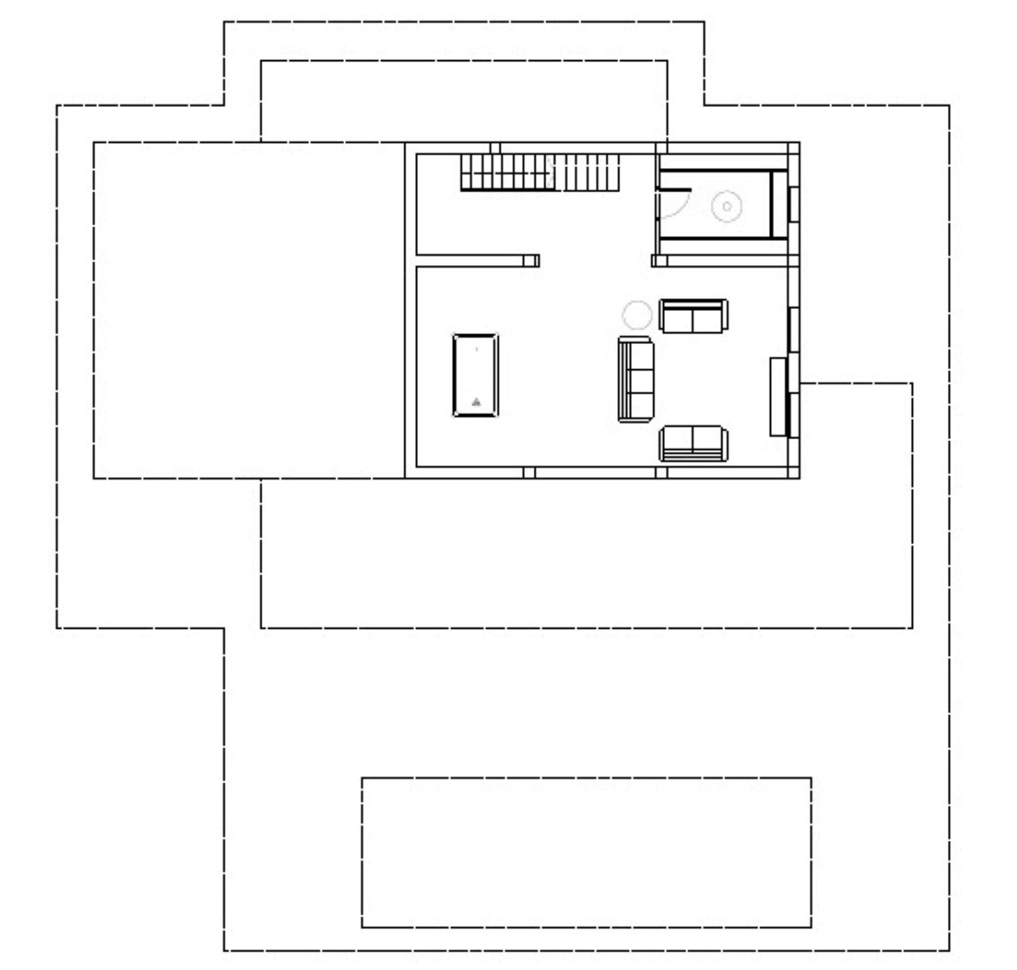 Detailed basement floor plan featuring a large multipurpose room with a cinema area, billiard table, access stairs, and a separate wine cellar.