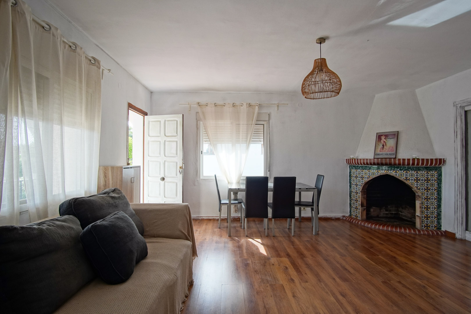 Living room with fireplace