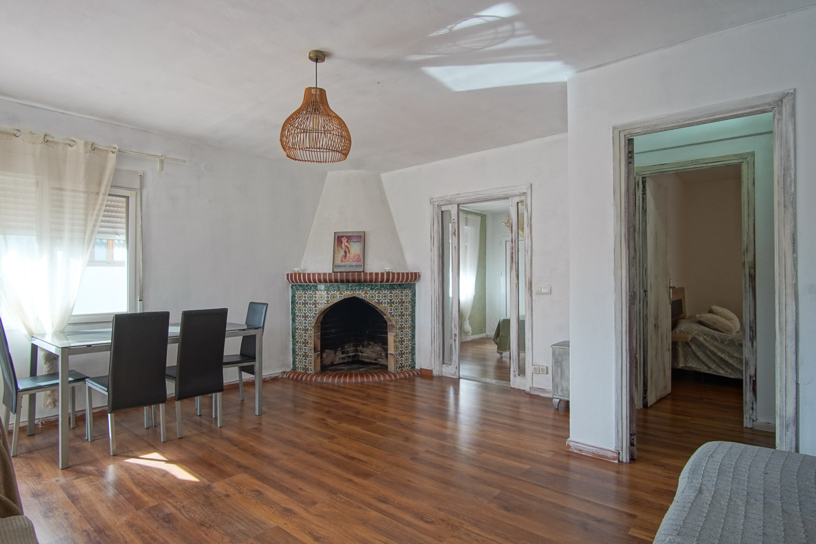 Living dining room with fireplace
