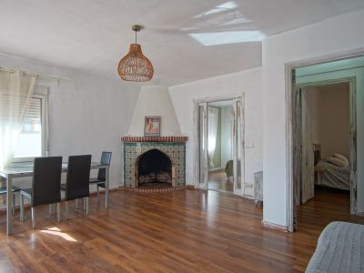 Living dining room with fireplace