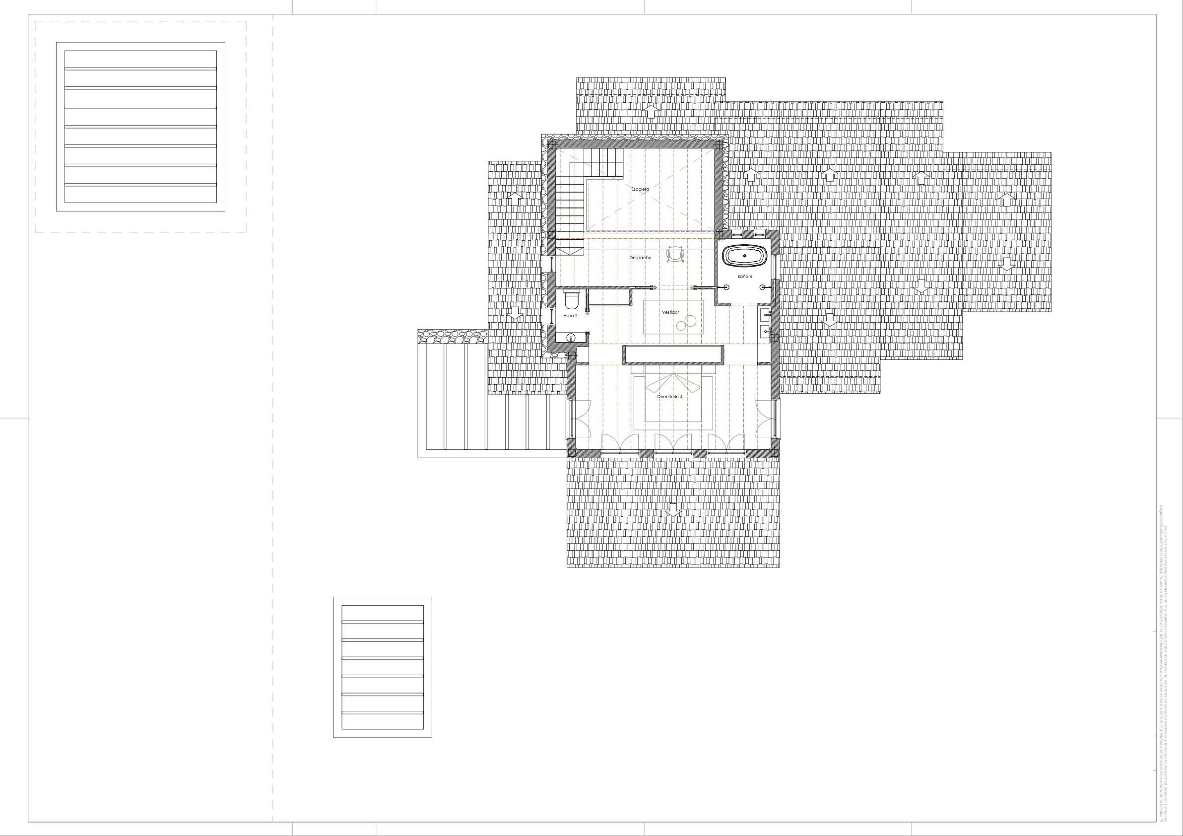 Technical floor plan of the upper level illustrating the layout of bedroom 4, walk-in closet, en-suite bathroom, study area, and staircase.